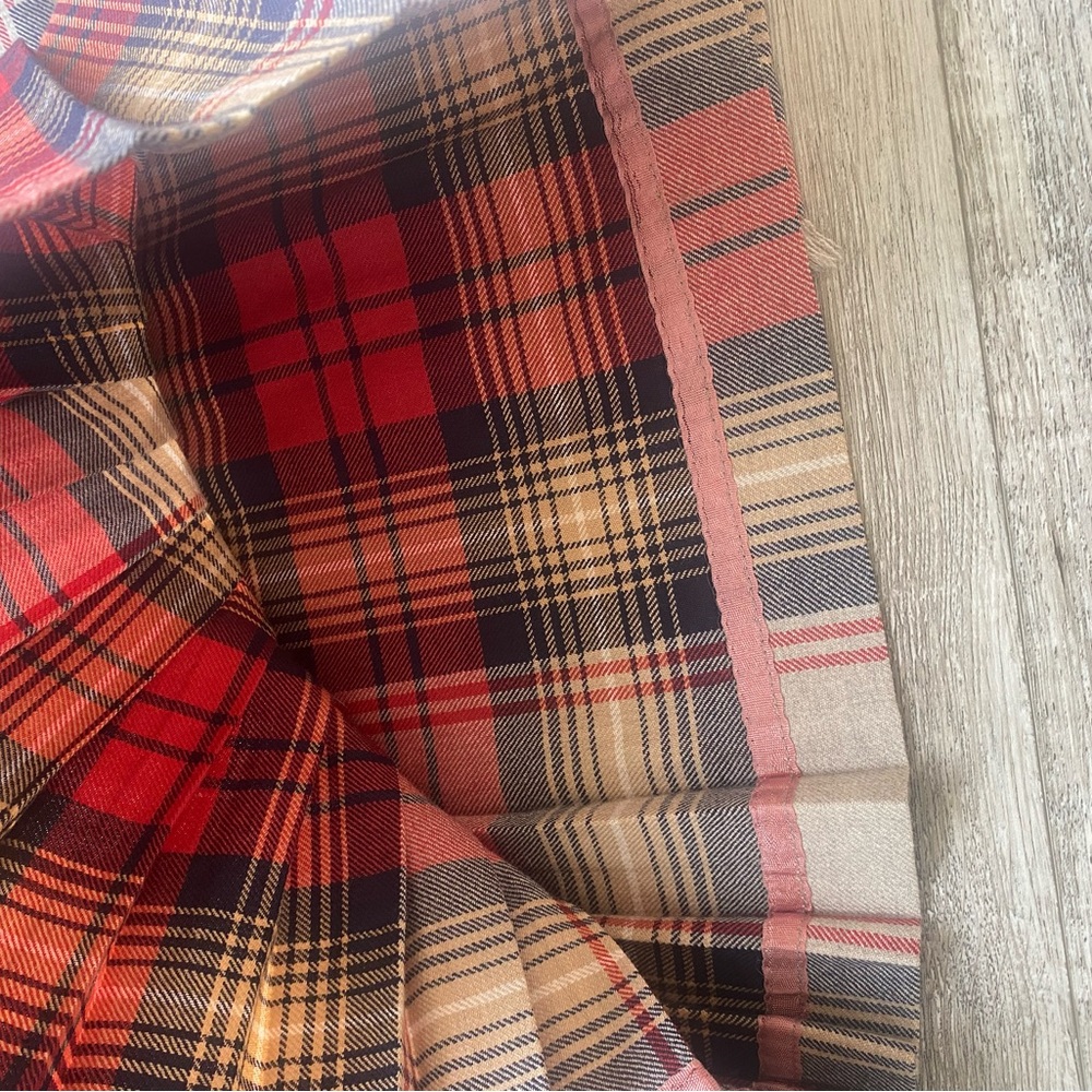 Vintage Wool Plaid Wrap Around Skirt A-Line Skirt in Red and Tan - Picture 8 of 12